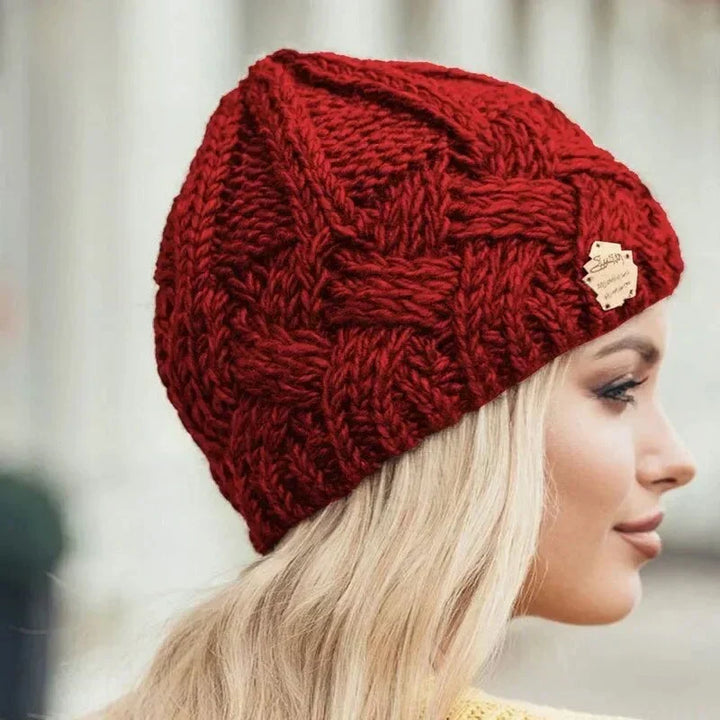 Chloé | Bonnet Noir Tresse Femme Pull-On