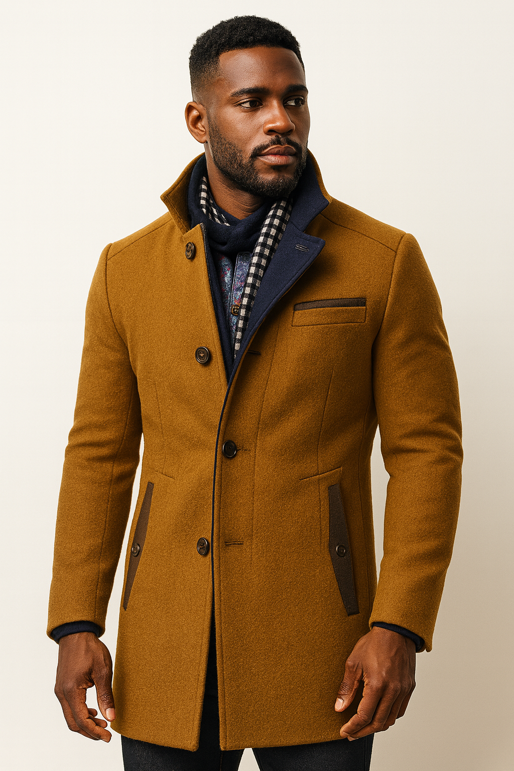 Clément | Manteau Homme Col Contrasté Boutonné Laine