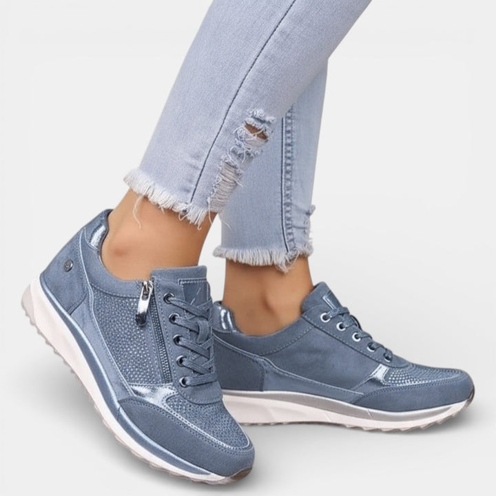 Camille | Basket Femme Compensée Taupe à Lacets