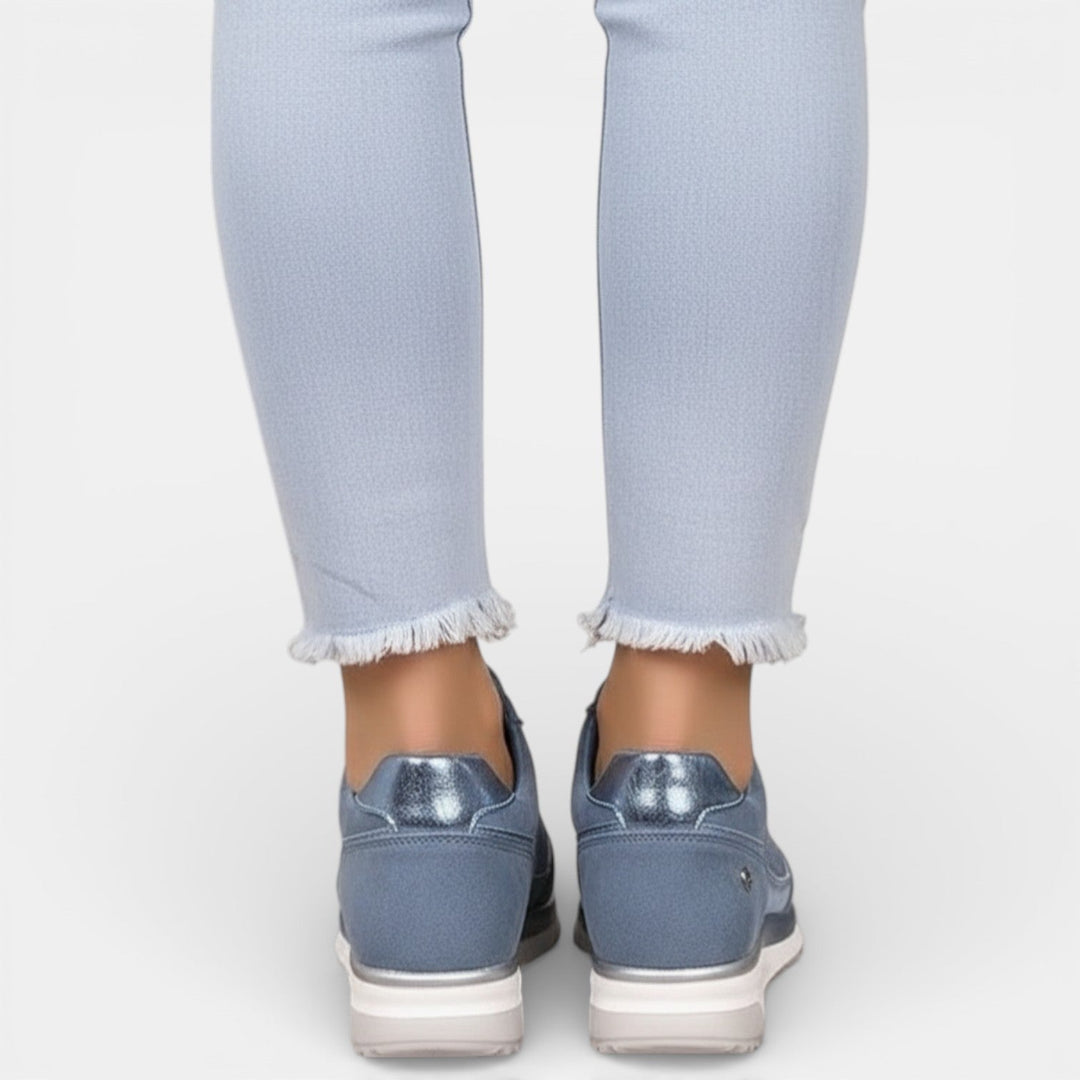 Camille | Basket Femme Compensée Taupe à Lacets
