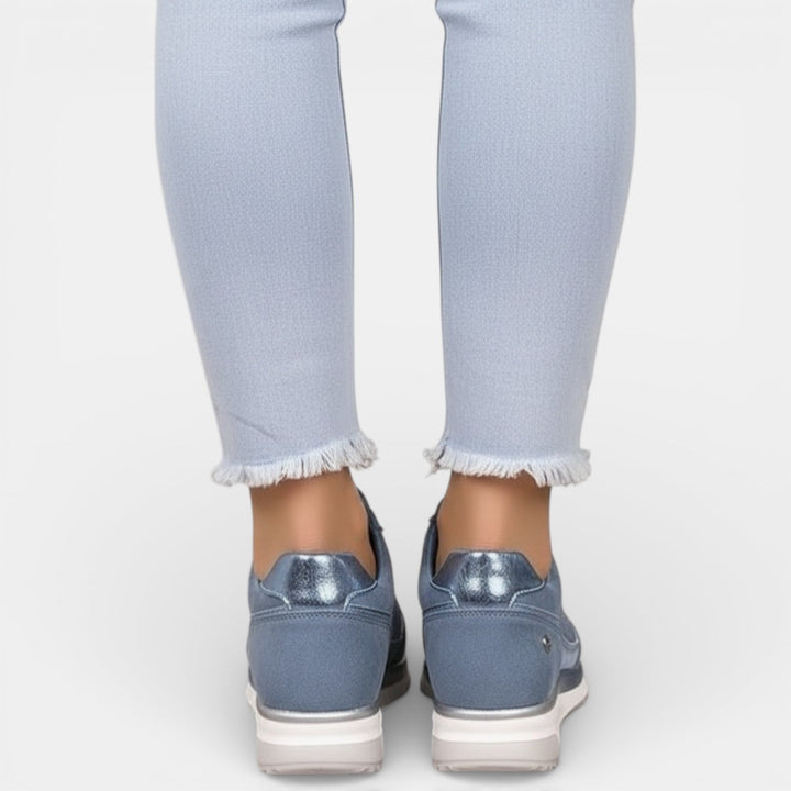 Camille | Basket Femme Compensée Taupe à Lacets