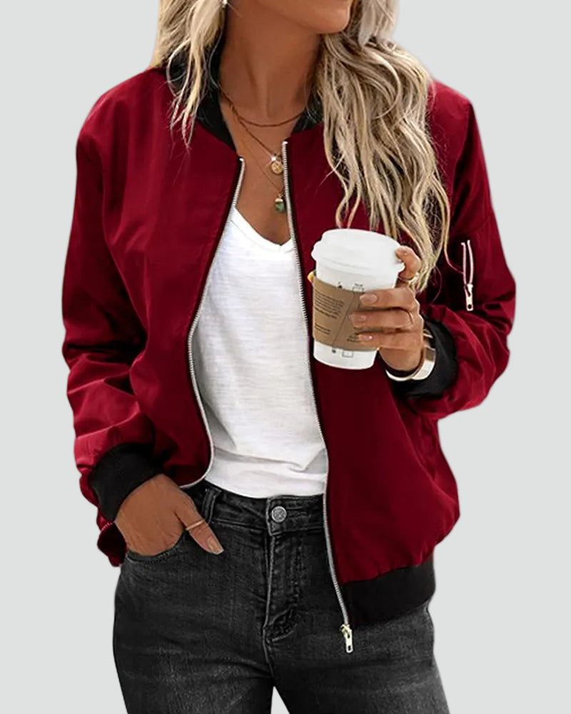 Camille | Blouson Bomber Noir Zippé Coupe Ample Femme