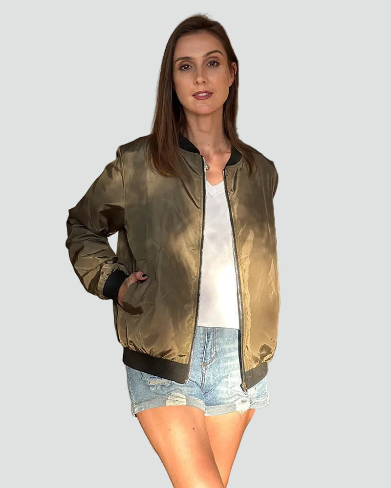 Camille | Blouson Bomber Noir Zippé Coupe Ample Femme
