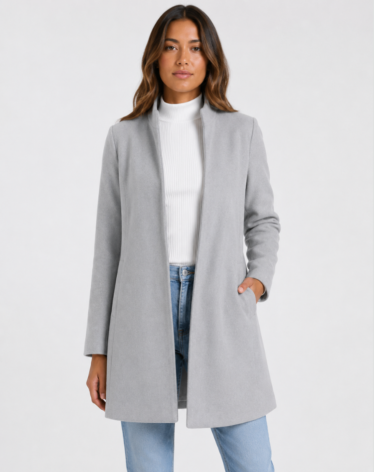 Camille | Manteau Mi-Long Femme Camel Col Tailleur