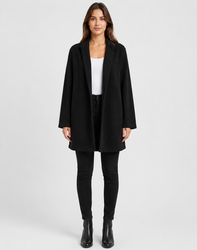 Camille | Manteau Mi-Long Femme Camel Col Tailleur