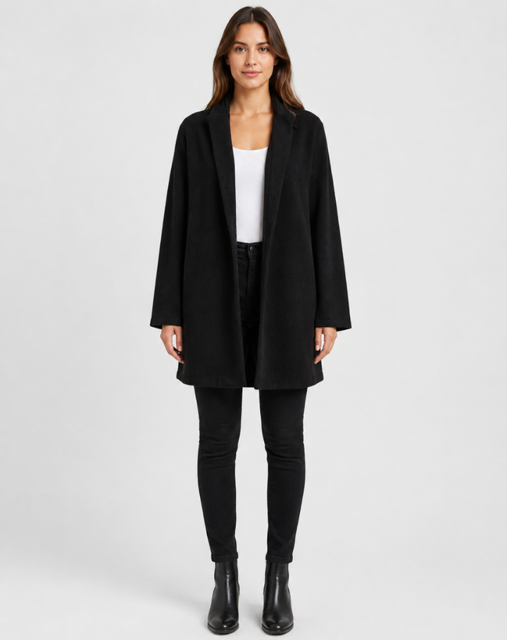 Camille | Manteau Mi-Long Femme Camel Col Tailleur