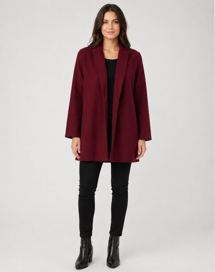 Camille | Manteau Mi-Long Femme Camel Col Tailleur