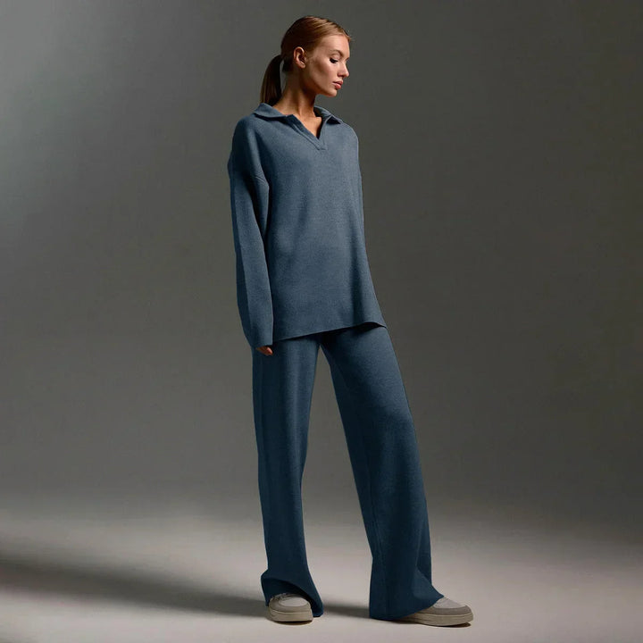 Camille | Pull Col Polo Pantalon Large Vêtements Femme