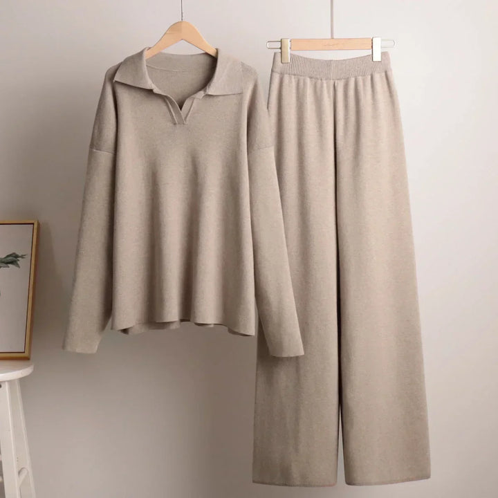 Camille | Pull Col Polo Pantalon Large Vêtements Femme