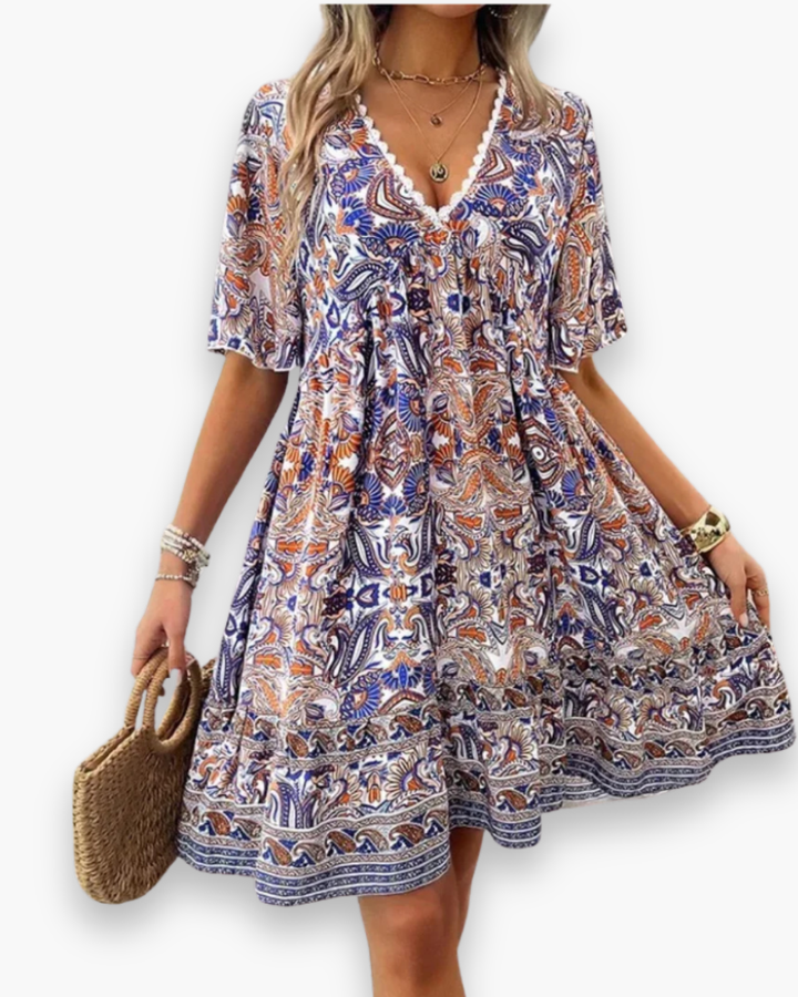 Camille | Robe Femme Imprimée Paisley Verte