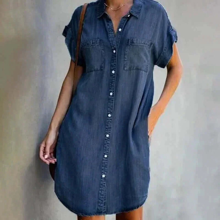 Camille | Robe Femme en Jean Manches Courtes