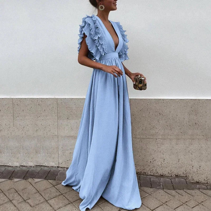 Camille | Robe Maxi Volants Col V Femme