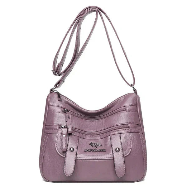 Camille | Sac Bandoulière Cuir Marron Zippé Femme