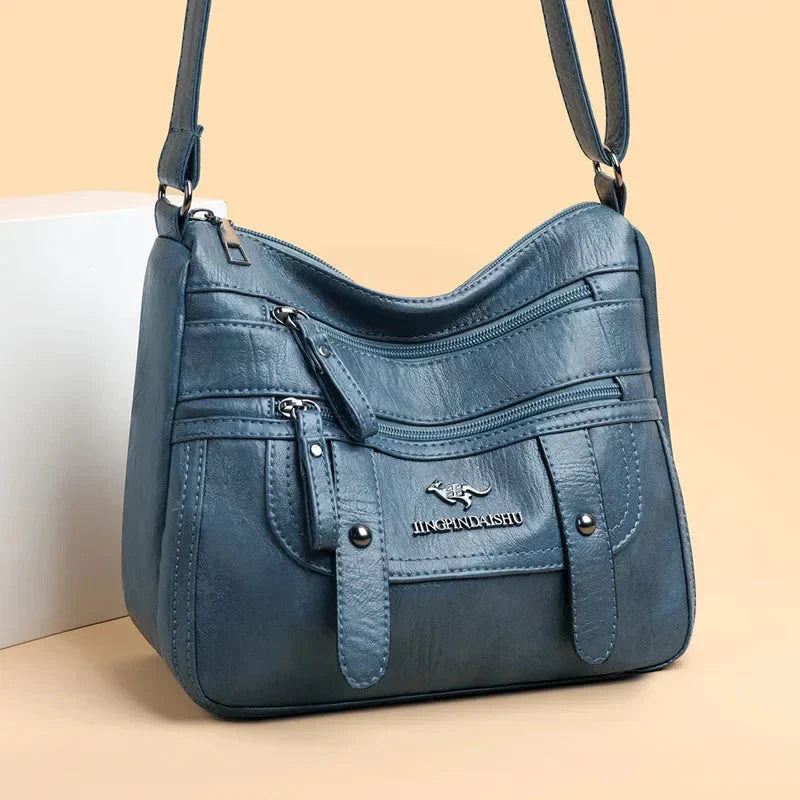 Camille | Sac Bandoulière Cuir Marron Zippé Femme