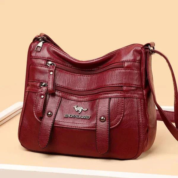 Camille | Sac Bandoulière Cuir Marron Zippé Femme