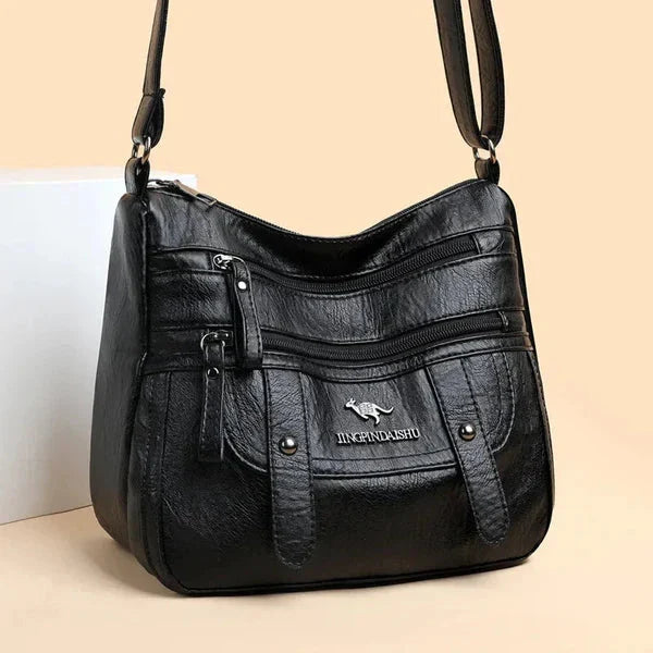 Camille | Sac Bandoulière Cuir Marron Zippé Femme