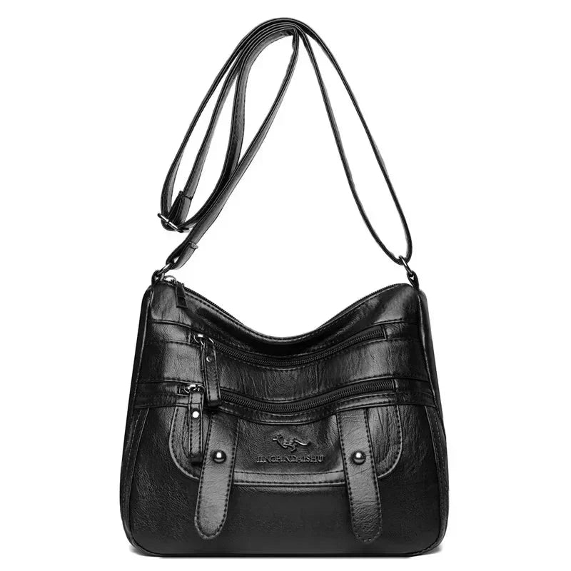 Camille | Sac Bandoulière Cuir Marron Zippé Femme