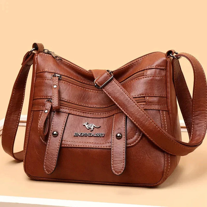 Camille | Sac Bandoulière Cuir Marron Zippé Femme