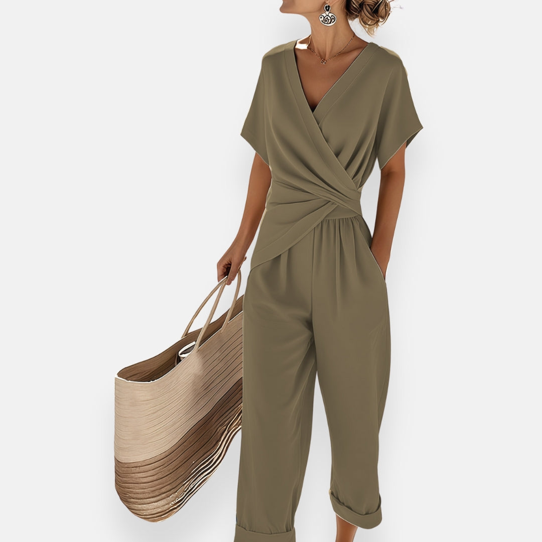Carla | Combinaison Pantalon Femme Col Croisé
