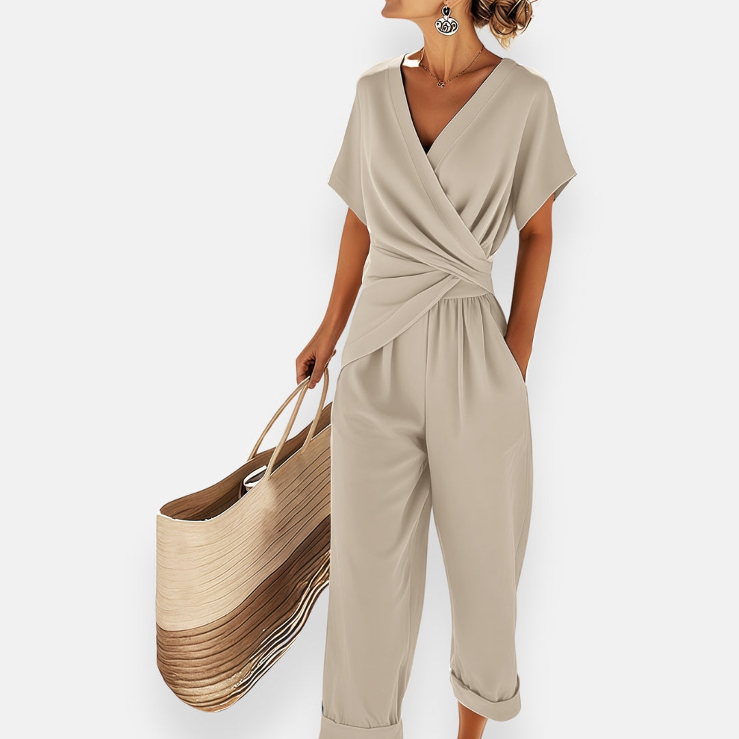 Carla | Combinaison Pantalon Femme Col Croisé