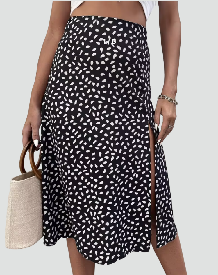Carla | Jupe Portefeuille Midi Évasée Taille Nouée Femme