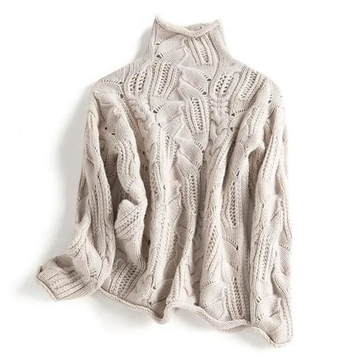 Carla | Pull Femme Col Roulé Maille Torsadée