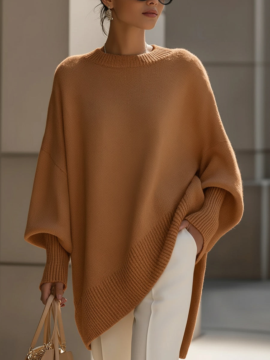 Carla | Pull Oversize Femme Maille Col Rond Manches Longues
