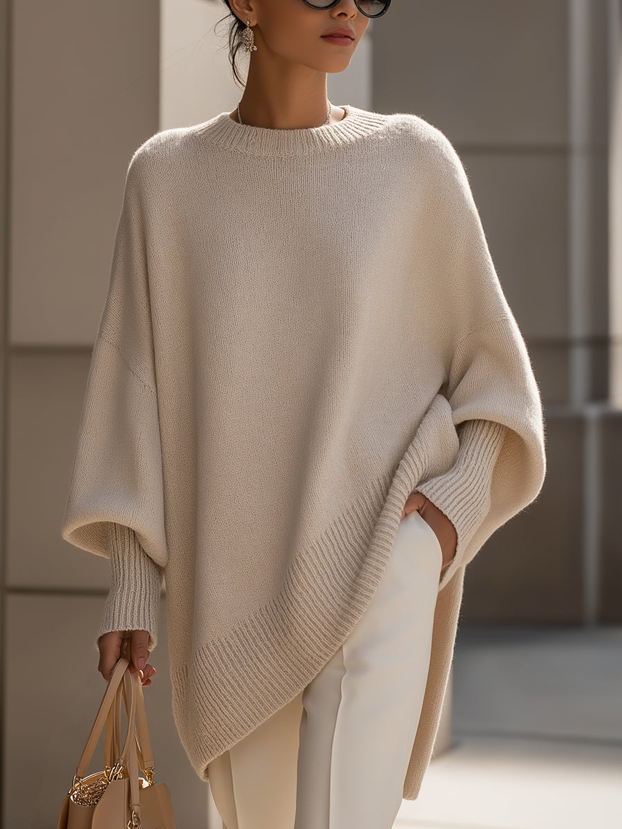 Carla | Pull Oversize Femme Maille Col Rond Manches Longues