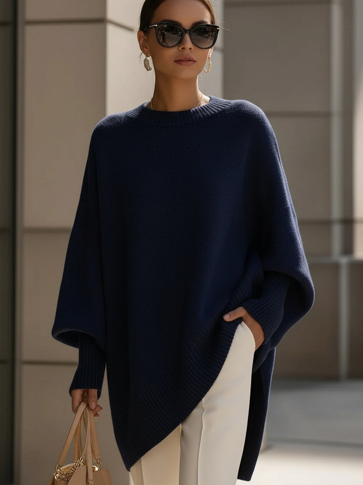 Carla | Pull Oversize Femme Maille Col Rond Manches Longues