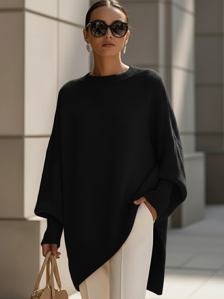 Carla | Pull Oversize Femme Maille Col Rond Manches Longues