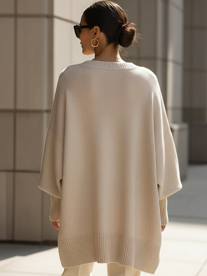 Carla | Pull Oversize Femme Maille Col Rond Manches Longues