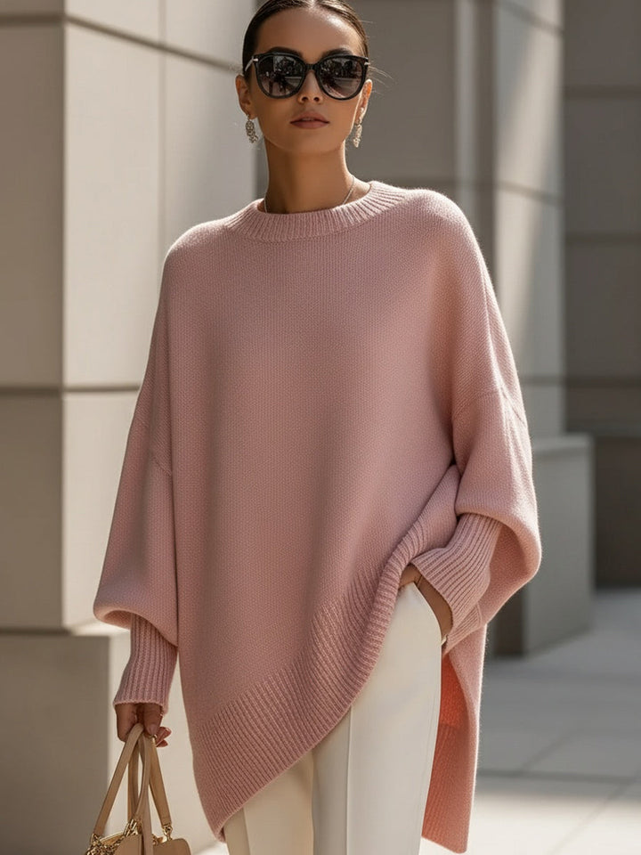 Carla | Pull Oversize Femme Maille Col Rond Manches Longues