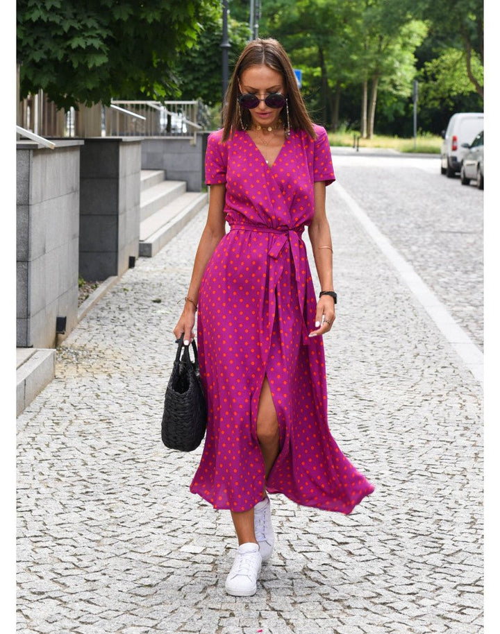 Carla | Robe Femme Portefeuille Fleurie Midi