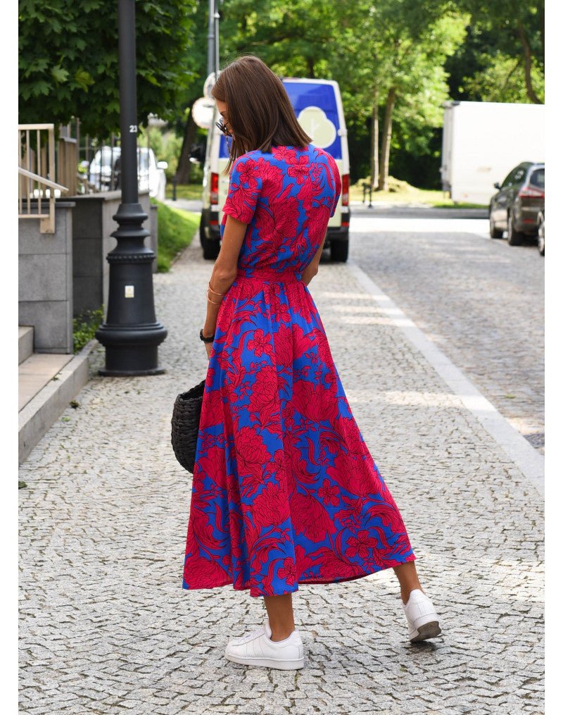 Carla | Robe Femme Portefeuille Fleurie Midi