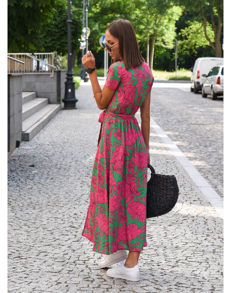 Carla | Robe Femme Portefeuille Fleurie Midi