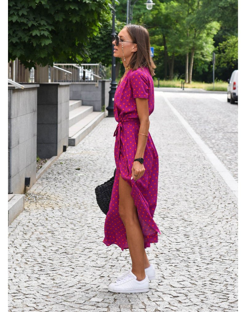 Carla | Robe Femme Portefeuille Fleurie Midi