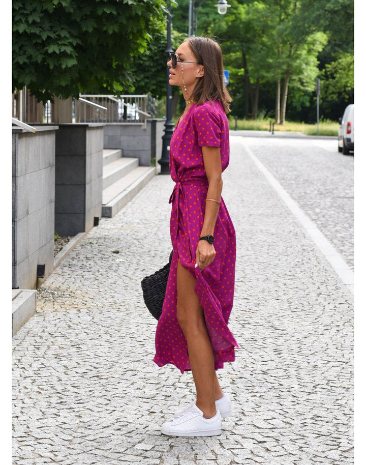 Carla | Robe Femme Portefeuille Fleurie Midi