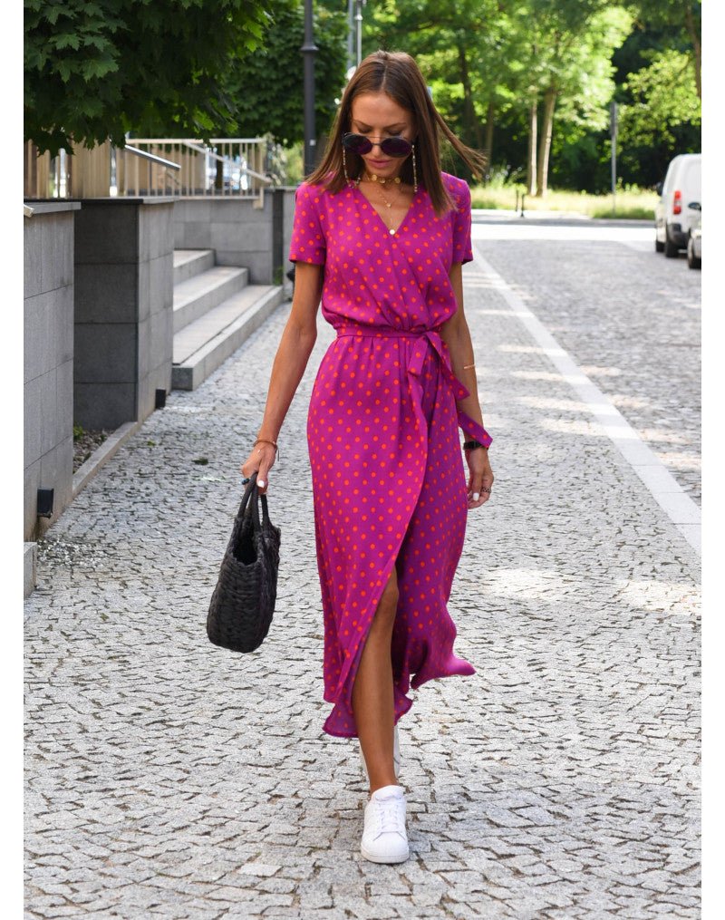 Carla | Robe Femme Portefeuille Fleurie Midi
