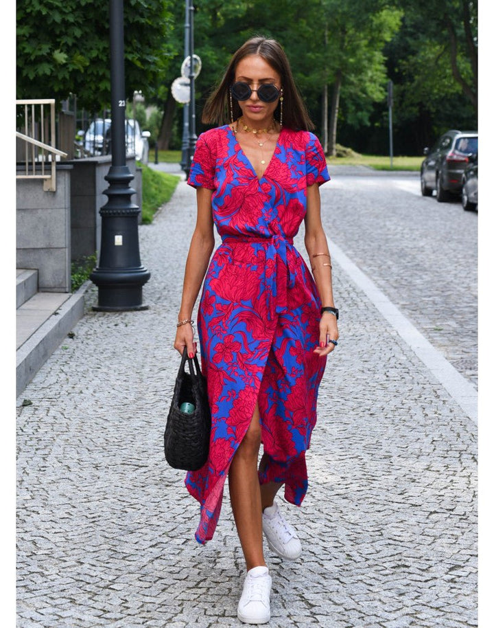 Carla | Robe Femme Portefeuille Fleurie Midi