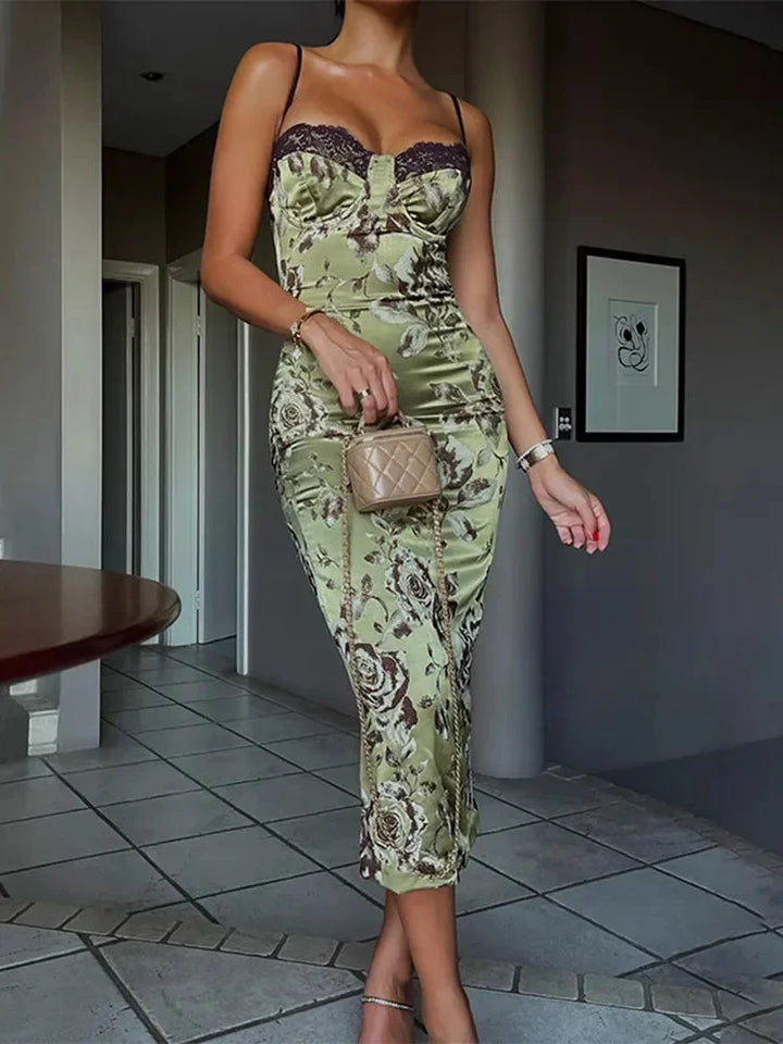 Carla | Robe de Soirée Longue Fleurie Dentelle