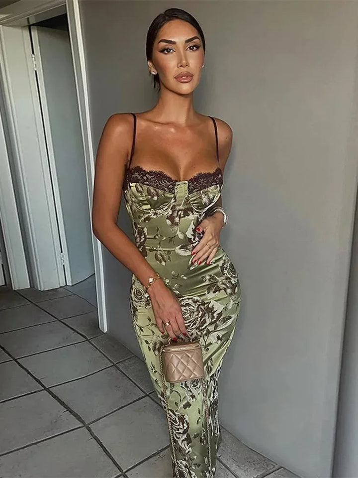 Carla | Robe de Soirée Longue Fleurie Dentelle