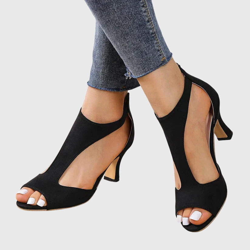 Carla | Sandales Femme Talon Bloc Bout Ouvert