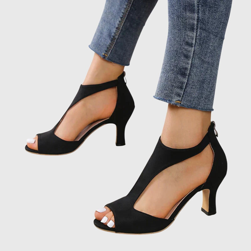 Carla | Sandales Femme Talon Bloc Bout Ouvert