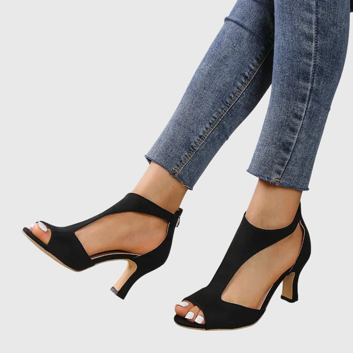 Carla | Sandales Femme Talon Bloc Bout Ouvert