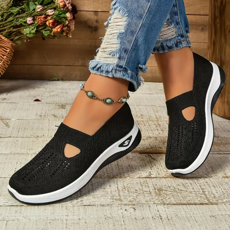 Céline | Baskets Slip-On Femme Maille Verte Perforée