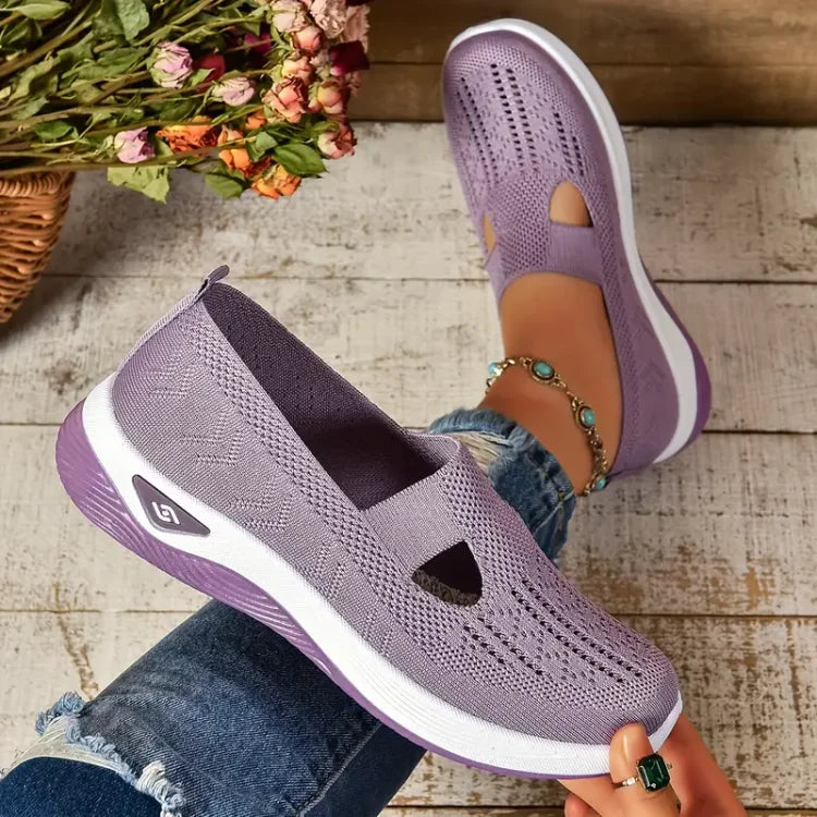 Céline | Baskets Slip-On Femme Maille Verte Perforée