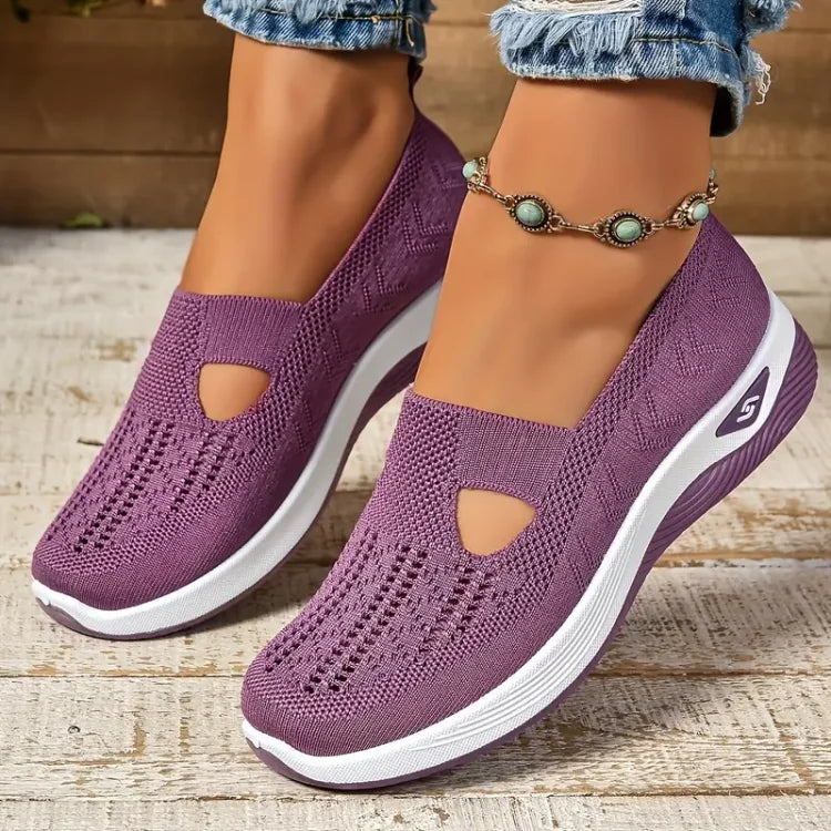 Céline | Baskets Slip-On Femme Maille Verte Perforée