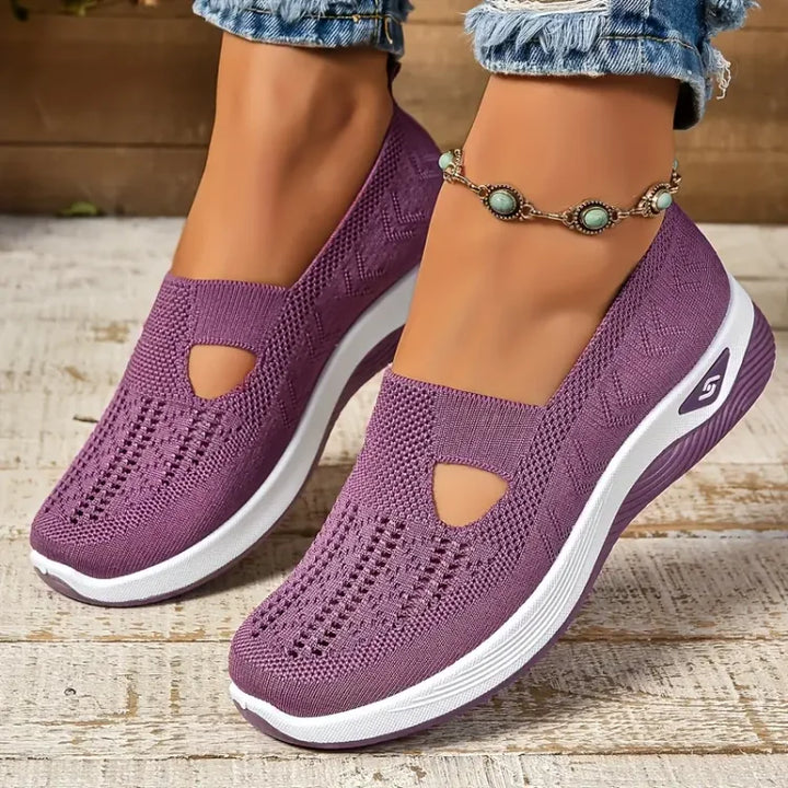 Céline | Baskets Slip-On Femme Maille Verte Perforée