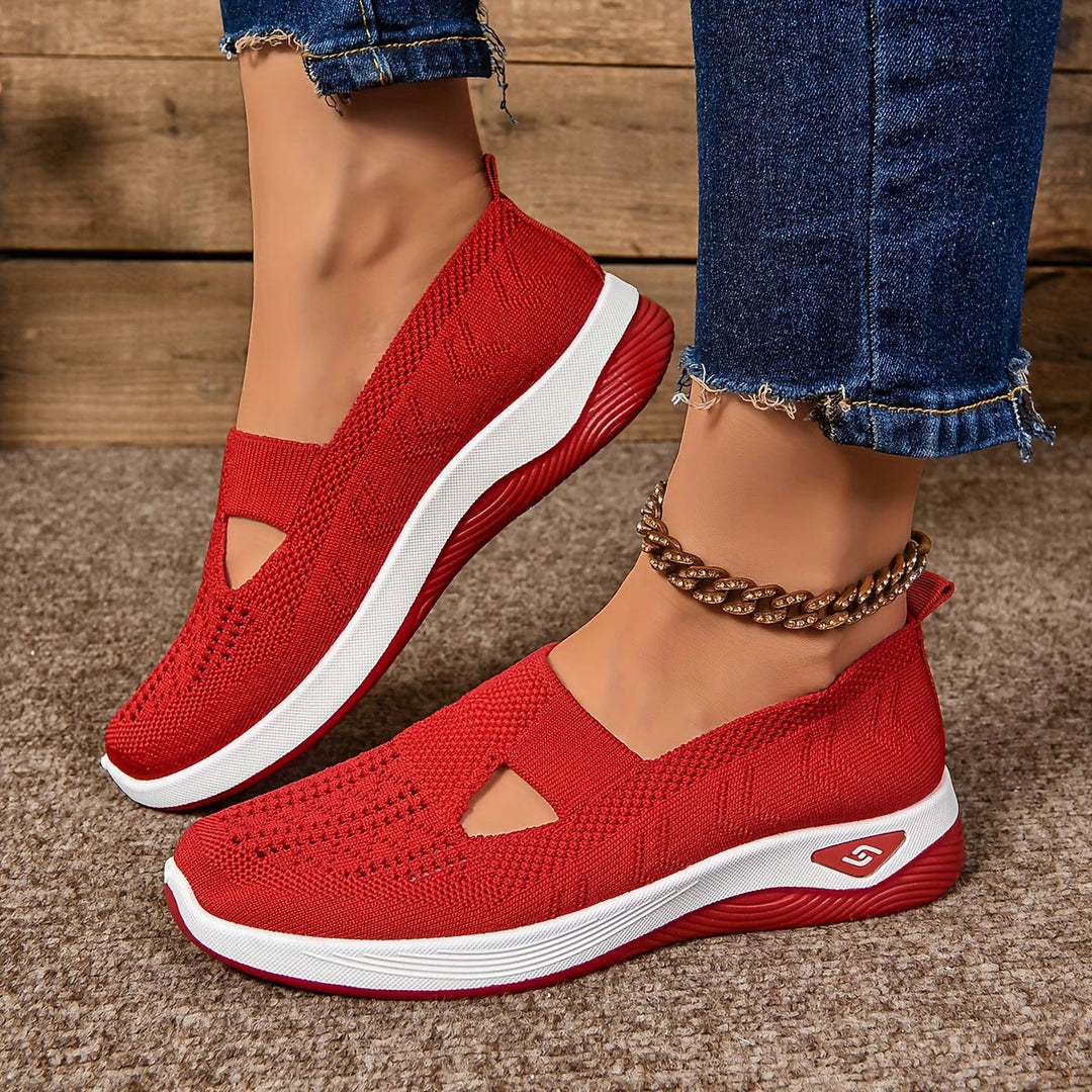 Céline | Baskets Slip-On Femme Maille Verte Perforée