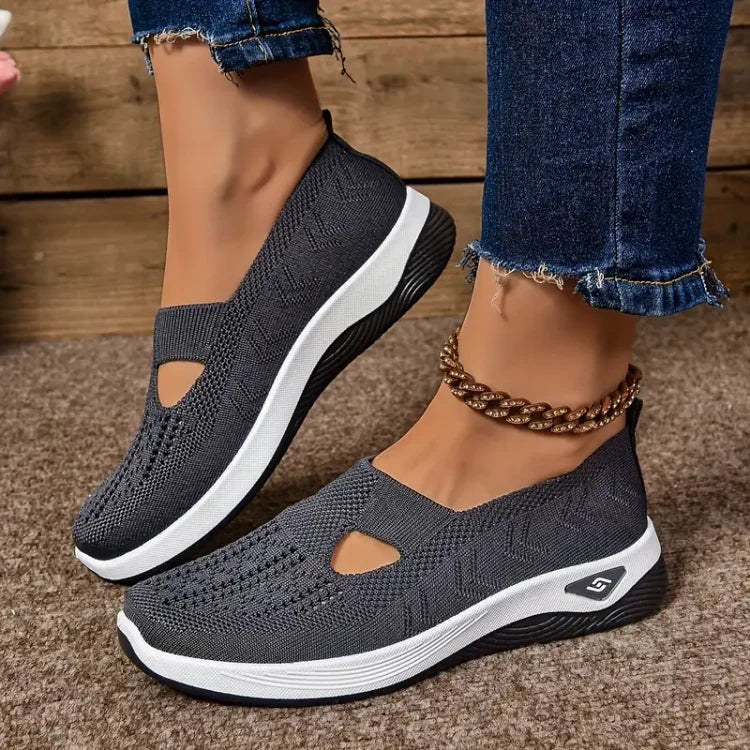 Céline | Baskets Slip-On Femme Maille Verte Perforée